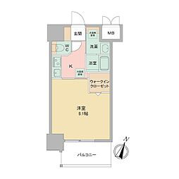 Louis Residence弁天町 1Kの間取図画像