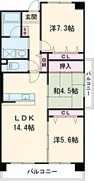 テルツォ南新在家 3LDKの間取図画像