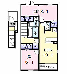 カーサみやびVIII 2LDKの間取図画像