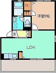 東武桐生線 阿左美駅 徒歩26分の賃貸アパート 1階1LDKの間取り