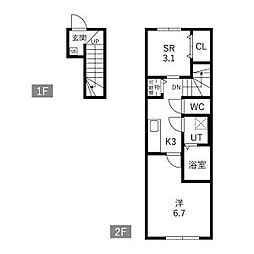 LeveL vijf A(ルベルファイフA) 1SKの間取図画像
