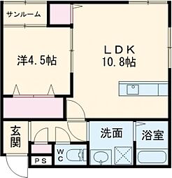 新潟市中央区下所島1丁目アパート 1LDKの間取図画像