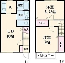 リバージュ青山東B 2LDKの間取図画像