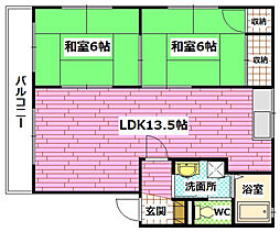 ディアス・日乃浦 2LDKの間取図画像