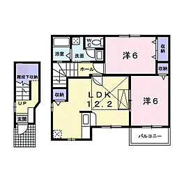 シャトーラプラージュB 2LDKの間取図画像