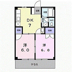 グリーンヒル坂本 2DKの間取図画像