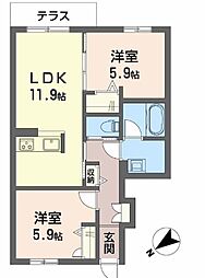イースト ベイ 2LDKの間取図画像
