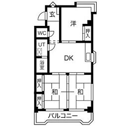 メゾン徳2 3DKの間取図画像