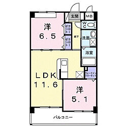 リアンコート 2LDKの間取図画像