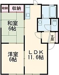 コスモスハイツA 2LDKの間取図画像