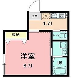 Regulus海老名 2階1Kの間取り