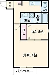 ブラン荒井B棟 2Kの間取図画像