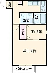 ブラン荒井B棟 2Kの間取図画像