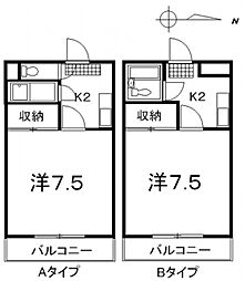 丸ビル 4階1Kの間取り