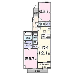 ロータス水巻2 2LDKの間取図画像