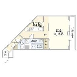 キャッスルマンション代官山 1Kの間取図画像