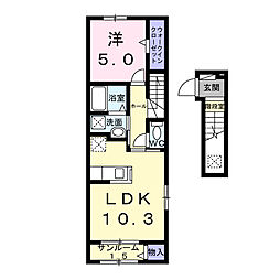 カーサ グラシオッソ A 1LDKの間取図画像