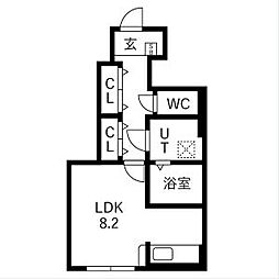 アクアフィオーレ江南 1Kの間取図画像