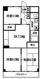 鈴木ガーデンコーポラス 3DKの間取図画像