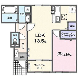 グラン ヴェール 1LDKの間取図画像