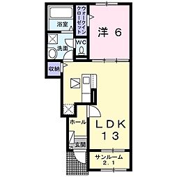 甲府市上今井町アパート 1LDKの間取図画像
