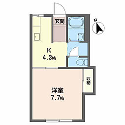 ベルシャンブル 1Kの間取図画像