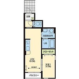 Casa de La Paz(カーサ デ ラパス) 1LDKの間取図画像