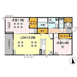 D-ROOM折尾駅前 2LDKの間取図画像