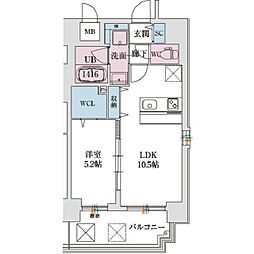 スプランディッド新大阪VIII 1LDKの間取図画像