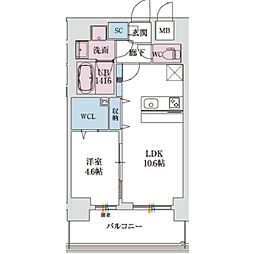 スプランディッド新大阪VIII 1LDKの間取図画像