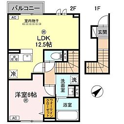 インフィニティ北之丁 1LDKの間取図画像