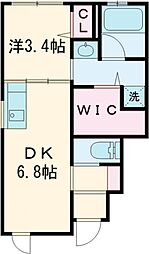 Purity長嶺南 1DKの間取図画像