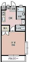 ロイヤルベルB 1DKの間取図画像