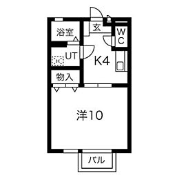 エミネンスB 1Kの間取図画像