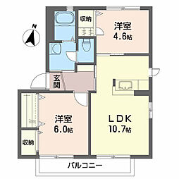 イルソーレTOWN.B 2LDKの間取図画像