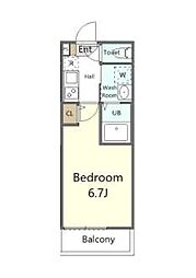 ココライフ二俣川 1Kの間取図画像