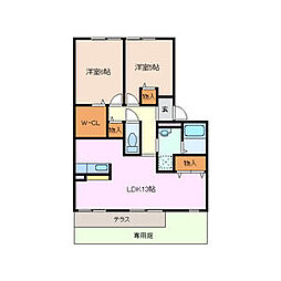 セントポーリアC 2LDKの間取図画像