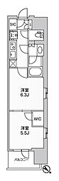 WORVE横浜伊勢佐木町 2Kの間取図画像