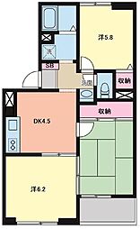 クリスタル岩槻 3DKの間取図画像