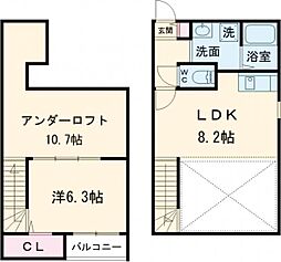 熊本市西区池上町アパート 1LDKの間取図画像