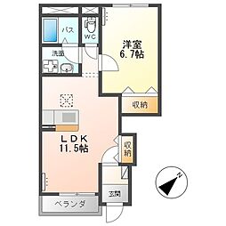 グレイスヴィラヒダカ1 1LDKの間取図画像