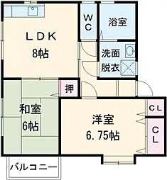 クリビエ 2LDKの間取図画像