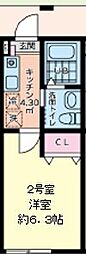 仮)シティハイツ座間 (2号棟) 1Kの間取図画像