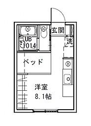 ハイドランジア草津 2階ワンルームの間取り
