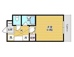 ソシアフレンド館 1Kの間取図画像