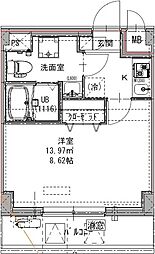 GENOVIA六町 1Kの間取図画像