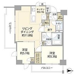 クレヴィア練馬中村橋 2LDKの間取図画像
