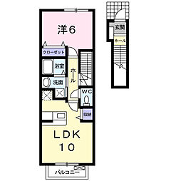 エレガンシア 1LDKの間取図画像