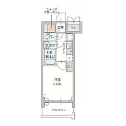 プランドール新北野 1Kの間取図画像