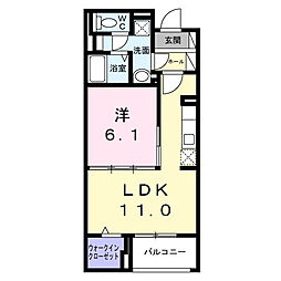 クレシエンテ ひばり 1LDKの間取図画像